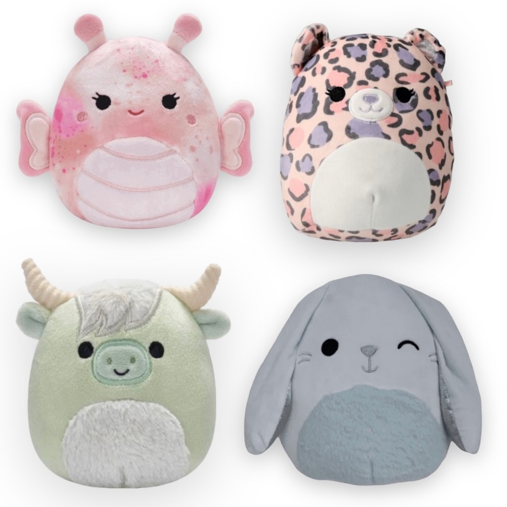 (2) 7" SQUISHMALLOWS 4 Pack Soft Plush Toy Bunny Cheetah Butterfly - Picture 4 of 8